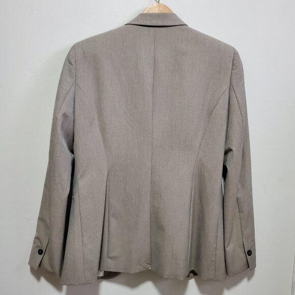RW & CO. RW&CO. One Button Fitted Blazer Suiting Stretch Lined Tan Grey Women 10 - Picture 9 of 16
